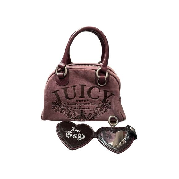 Juicy Couture Authentic Rare Vintage y2k Dusty Purple Velour Bowler Bag TOP MINT - Picture 4 of 14